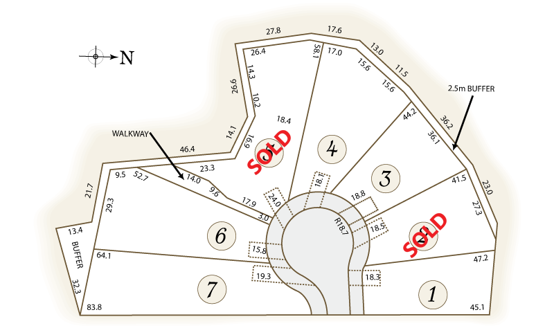 The Seven on the Ridge site. Seven custom-home ravine building lots